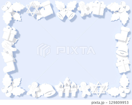 白いクリスマスオーナメントの3DCGフレーム 129809953