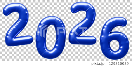 3D画像_風船_2026_青 3D画像_風船_2026_青 129810089