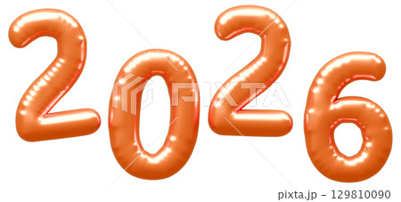 3D画像_風船_2026_オレンジ 3D画像_風船_2026_オレンジ 129810090