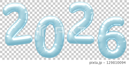 3D画像_風船_2026_水色 129810094