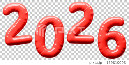 3D画像_風船_2026_赤 129810098