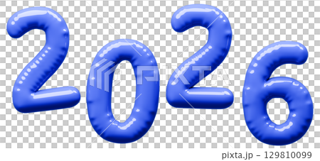 3D画像_風船_2026_青 129810099