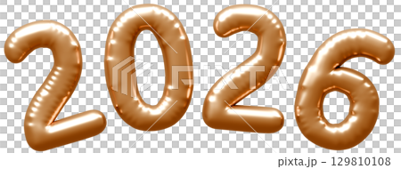 3D Balloons 2026 Gold 129810108