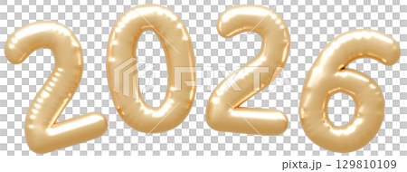3D Balloons 2026 Gold 129810109