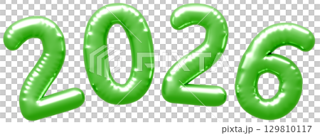 3D画像_風船_2026_緑 3D画像_風船_2026_緑 129810117