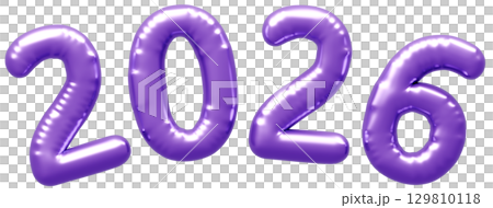 3D画像_風船_2026_紫 3D画像_風船_2026_紫 129810118