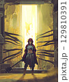 Warrior in Red Cloak at Glowing Gate 129810391