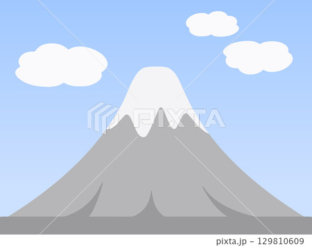 高い山と青い空のイラスト グレーカラー風景素材 高い山と青い空のイラスト グレーカラー風景素材 129810609