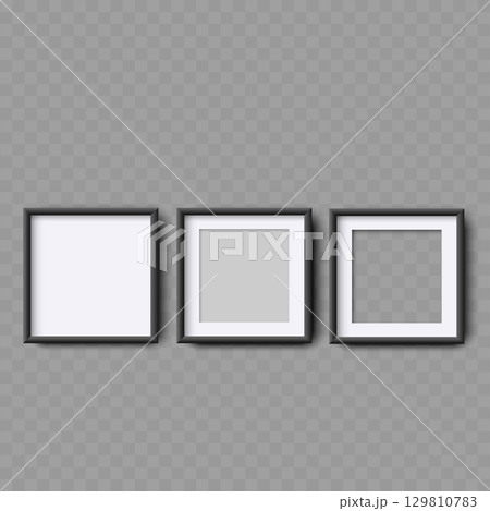 Set of Three Realistic Black Square Frames Mockup. Vector Set of Three Realistic Black Square Frames Mockup. Vector 129810783
