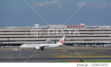 JAL機が駐機中の羽田空港 JAL機が駐機中の羽田空港 129811013