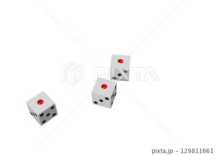 1の目が揃った三つのサイコロの3DCG画像 1の目が揃った三つのサイコロの3DCG画像 129811661