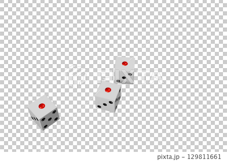 1の目が揃った三つのサイコロの3DCG画像 1の目が揃った三つのサイコロの3DCG画像 129811661