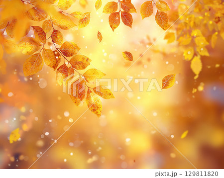 紅葉が舞う秋のイラスト背景　Generative AI 129811820