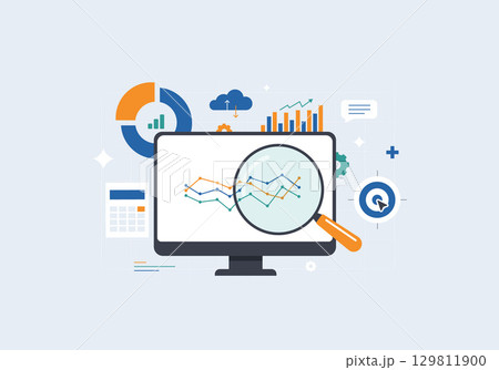Data visualization dashboard with KPI widgets, analytics data charts and automated reporting. Data visualization dashboard for digital business intelligence, performance tracking vector illustration Data visualization dashboard with KPI widgets, analytics data charts and automated reporting. Data visualization dashboard for digital business intelligence, performance tracking vector illustration 129811900