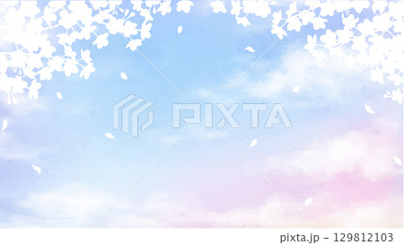 空に桜のシルエット 129812103