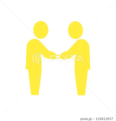 Business Card Exchange Icon／名刺交換をするビジネスアイコン 129812657