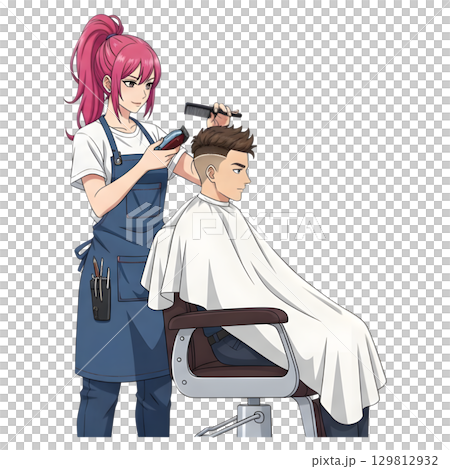 Barber people working character cartoon design. 129812932