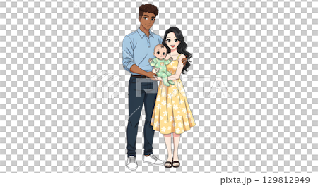 family character cartoon design set. 129812949