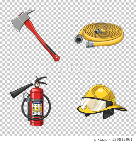 Set of Firefighter character cartoon design. 129812961