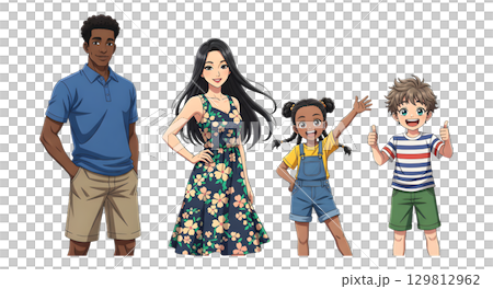 family character cartoon design set. family character cartoon design set. 129812962