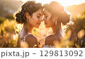 美しい外国人女性の二人のツーショット 129813092