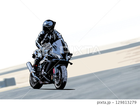 サーキットを走るライダー サーキットを走るライダー 129813279