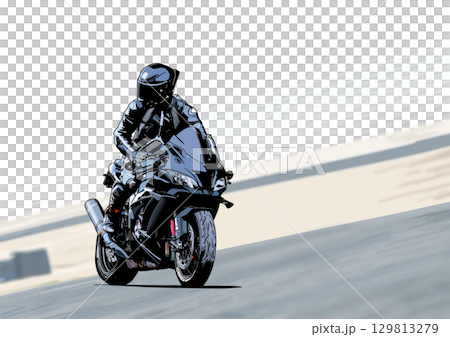 サーキットを走るライダー サーキットを走るライダー 129813279