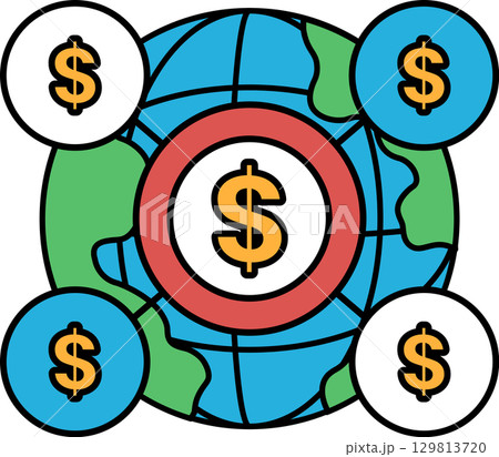 A black and white drawing of four different sized circles with the number $1 on A black and white drawing of four different sized circles with the number $1 on 129813720