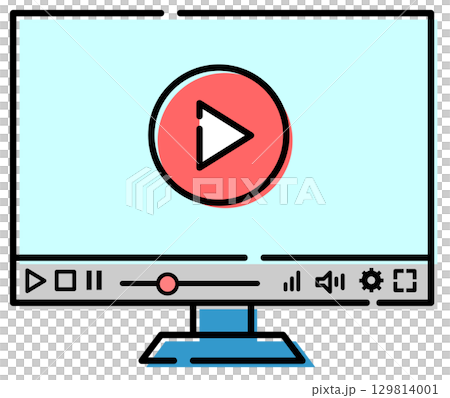 パソコンでネット動画や有料放送を再生するイラスト 129814001