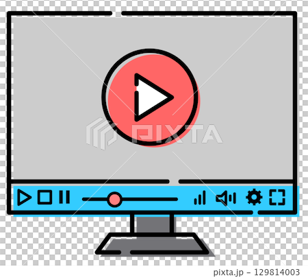 Illustration of playing online videos and paid broadcasts on a computer Illustration of playing online videos and paid broadcasts on a computer 129814003