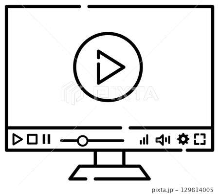 パソコンでネット動画や有料放送を再生するイラスト 129814005
