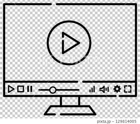 パソコンでネット動画や有料放送を再生するイラスト 129814005