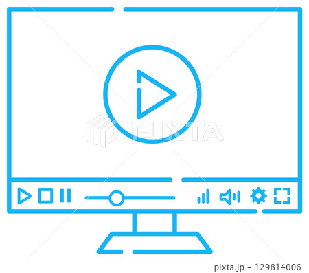 パソコンでネット動画や有料放送を再生するイラスト 129814006