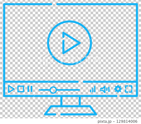 Illustration of playing online videos and paid broadcasts on a computer 129814006