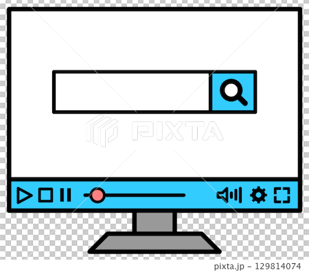 パソコンの画面を操作して情報をネット検索するイラスト パソコンの画面を操作して情報をネット検索するイラスト 129814074