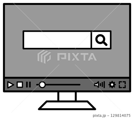 パソコンの画面を操作して情報をネット検索するイラスト 129814075