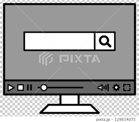パソコンの画面を操作して情報をネット検索するイラスト 129814075