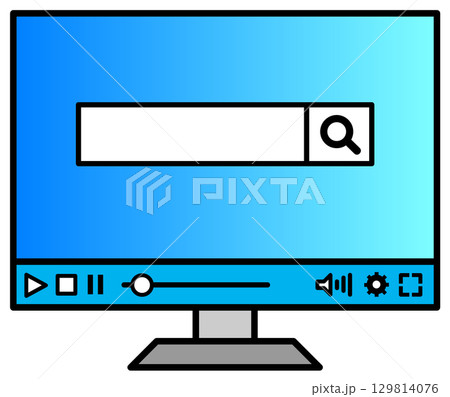 パソコンの画面を操作して情報をネット検索するイラスト 129814076
