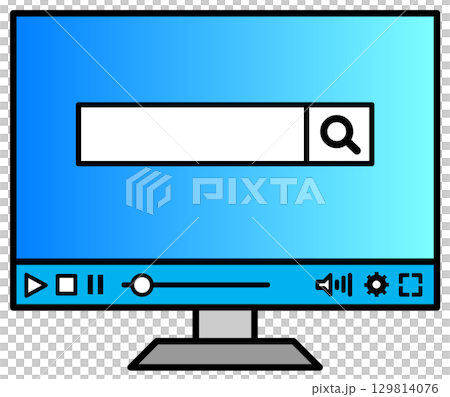 パソコンの画面を操作して情報をネット検索するイラスト 129814076