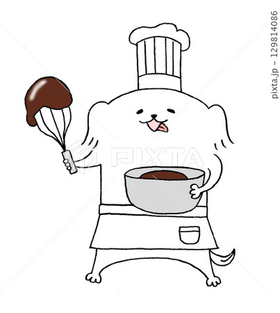 チョコレートを作る犬 129814086