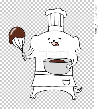 チョコレートを作る犬 129814086