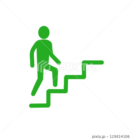 Stairs Climbing Icon – Person Walking Up Steps Sil Stairs Climbing Icon – Person Walking Up Steps Sil 129814106