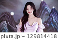 高貴なアジア人女性と中国風背景 129814418