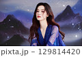 高貴なアジア人女性と中国風背景 129814420