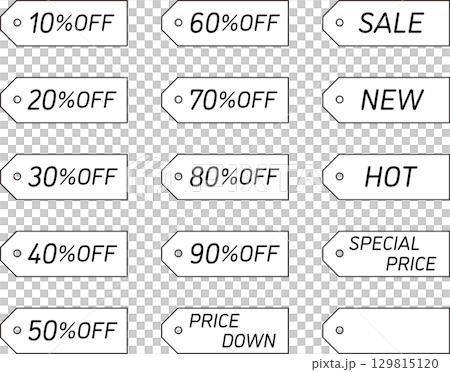 Simple sales tag-type frame set in monochrome Simple sales tag-type frame set in monochrome 129815120