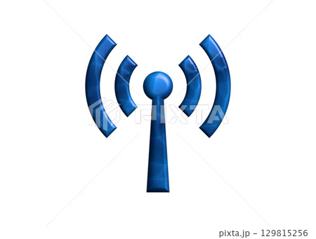 青いWi-Fi ロゴ マーク 電波 アンテナのイラスト アイコン ピクトグラム　 129815256