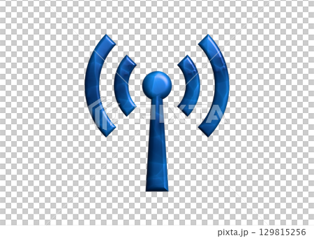 青いWi-Fi ロゴ マーク 電波 アンテナのイラスト アイコン ピクトグラム　 129815256