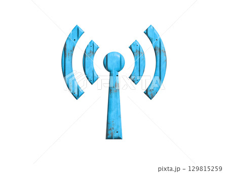 水色のWi-Fi ロゴ マーク 電波 アンテナのイラスト アイコン ピクトグラム　 129815259