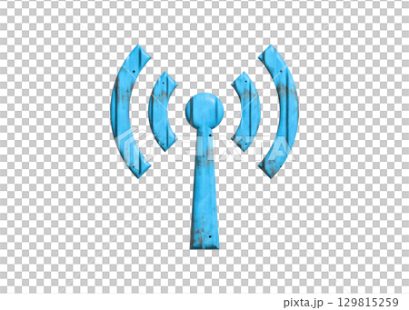 水色のWi-Fi ロゴ マーク 電波 アンテナのイラスト アイコン ピクトグラム　 129815259