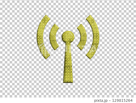 黄色いドット柄のWi-Fi ロゴ マーク 電波 アンテナのイラスト アイコン ピクトグラム　 129815264